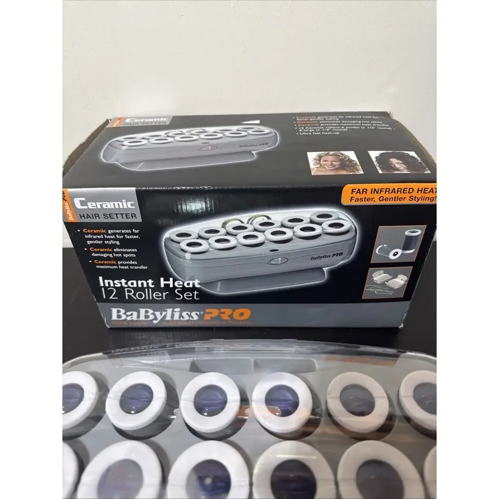 BaByliss Ceramic Hair Setter with White and Gray Rollers and Clips
